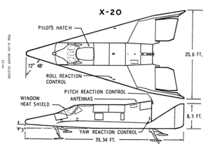 Ortografie projekciita diagramo de la X-20.