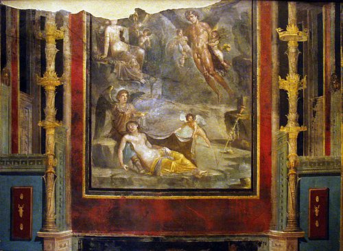 The Wedding of Zephyrus and Chloris (54–68 AD, Pompeian Fourth Style) within painted architectural panels from the Casa del Naviglio