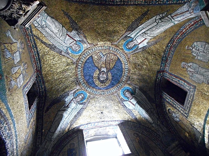 File:"Jesus Christ Pantokrator and Angels" - Byzantine mosaic, years 817-824 - Santa Prassede Church in Rome (22854189897).jpg