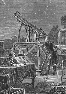John Herschel observes Comet Halley from his observatory in Cape Town in 1835 (illustration from the book). 'Off on a Comet' by Paul Philippoteaux 065.jpg