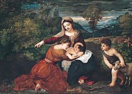 『聖母子と女性聖人、幼児の洗礼者聖ヨハネ』1530年代 キンベル美術館所蔵[3]