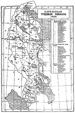 Area claimed and controlled by the Karelian Labor Commune