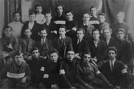 The Histadrut committee in 1920. Ben Gurion is in the 2nd row, 4th from the right.