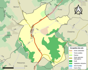 Carte en couleurs présentant l'occupation des sols.