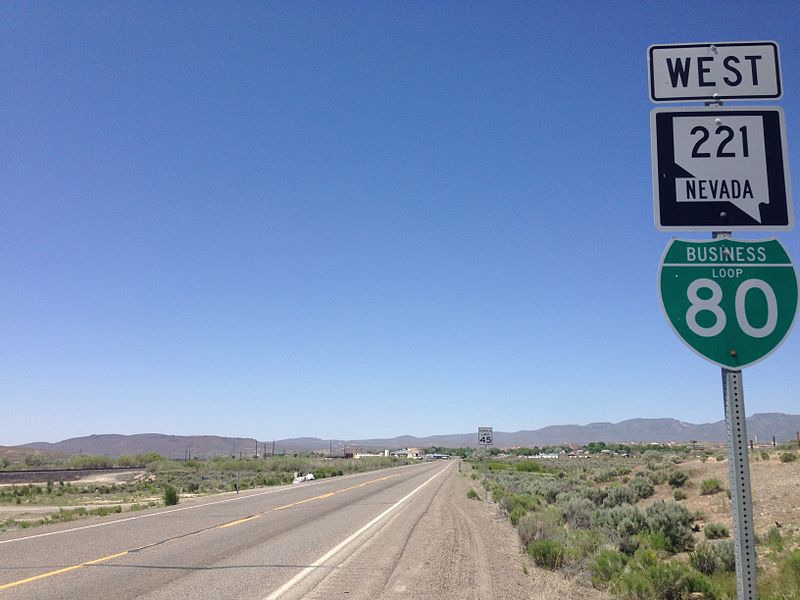 File:2014-05-31 11 28 50 Signs for Nevada State Route 221 and Business Loop 80 along westbound Nevada State Route 221 in Carlin, Nevada.JPG