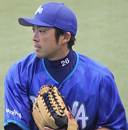 20140323 Yokohama DeNA BayStars'ın Shotaro Ide dış saha oyuncusu, Seibu Dome.JPG'de