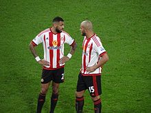 Kaboul (right) playing for Sunderland in 2015 2015 Chelsea vs Sunderland - MVila Kaboul.jpg