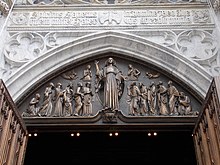 The bas relief above the main entrance in 2016 2016 St. Patrick's Cathedral - Manhattan 07.JPG