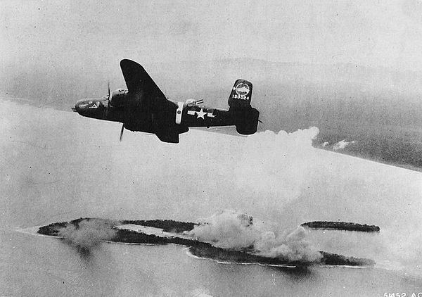 345th Bombardment Group B-25 Mitchell over Wakde Island