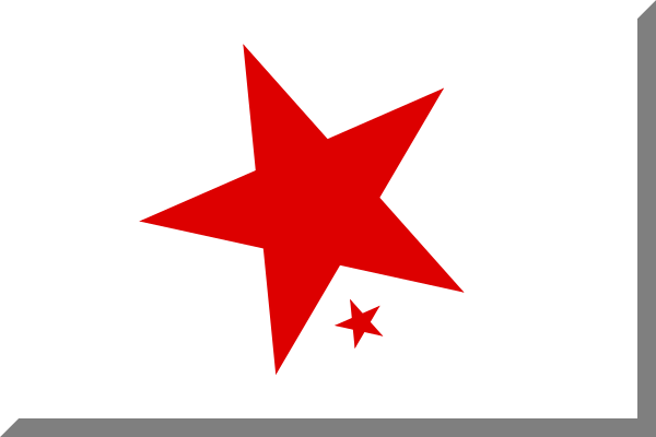 File:600px two diagonal five point red stars different sizes HEX-DD0000.svg