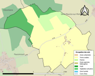 Barevná mapa znázorňující využití půdy.