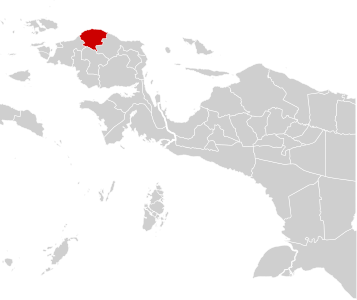 Peta Kabupaten Tambrauw di Provinsi Papua Barat, Indonesia