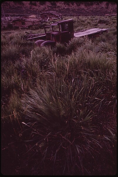 File:ABANDONED FARM IN THE PICEANCE BASIN. SEVENTY PER CENT OF THE FARMS IN THE RIFLE AREA ARE PART-TIME OPERATIONS WITH... - NARA - 552673.jpg