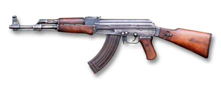Currently the most used assault rifle in the world along with its variant, the AKM, the AK-47 was first adopted in 1949 by the Soviet Army. It fires the 7.62×39mm M43 round.
