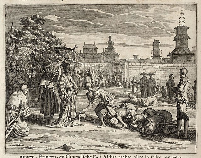 Portuguese governor Pedro Lopes de Sousa welcomes Kusumasana Devi a.k.a. Dona Catharina during the campaign of Danture, 1594