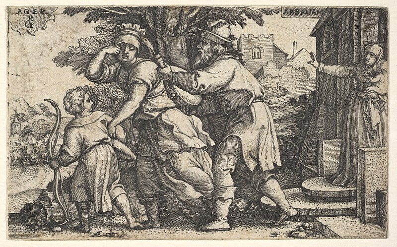 File:Abraham sending away Hagar and Ishmael- Abraham holds forth a vessel as Hagar and Ishmael stride before him, from the series 'The Story of Abraham' MET DP828532.jpg