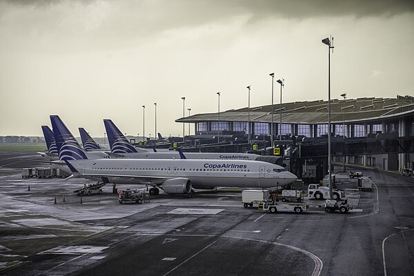 Copa Airlines airplanes parked at Tocumen International Airport, the airline's primary hub.