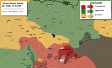 Map of the battle up to February 1 Albab3.png