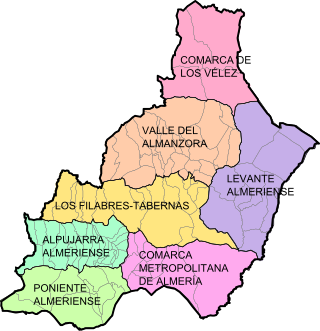 Mapo de municipoj en Almería