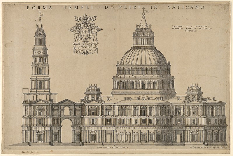 File:Antonio da Sangallo's project for St Peters, plan of the façade extended to the left with a tower MET DP847232.jpg