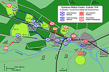 The 2nd lift advances into Arnhem where it encounters the German blocking line, 18 September. Arnhem Map 3.jpg