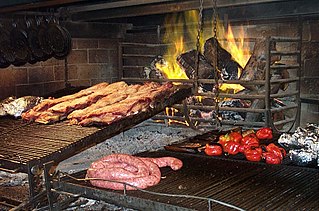 Asado Meat dish traditional in Uruguay, Argentina, and Chile