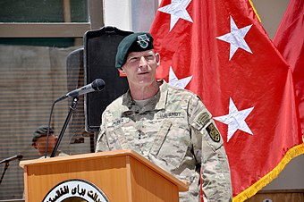 Lt. Gen. Keith M. Huber gives remarks at the CJIATF 435 change of command ceremony on 3 July 2013.