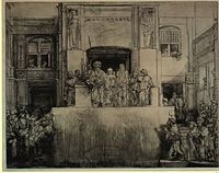 Christ Presented to the People label QS:Len,"Christ Presented to the People" label QS:Lnl,"Christus aan het volk getoond" (vi/viii). 1655. drypoint print. 35.5 × 45.2 cm (13.9 × 17.7 in). London, British Museum.