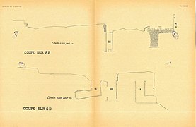 A sketch of a cross-section of a number of shaft tombs