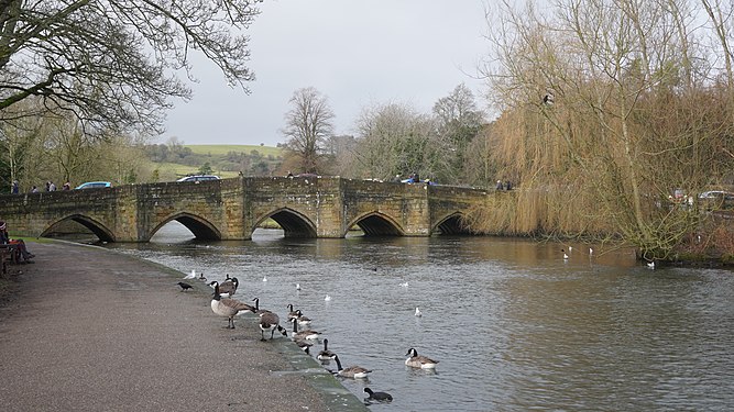 The old bridge over the river Wye in Bakewell, Derbyshire, England