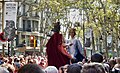 Gegants de Poblenou worden rondgedragen tijdens de stadsfeesten van La Mercè