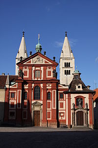 Havainnollinen kuva osiosta Pyhän Yrjön basilika Prahassa