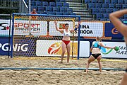 Deutsch: Beachhandball Europameisterschaften 2019 (Beach handball Euro); Tag 5: 6. Juli 2019 – Frauen, Halbfinale, Kroatien-Dänemark 1:2 (12:19, 17:10, 4:7) English: Beach handball Euro; Day 5: 6 July 2019 – Semifinal Men – Croatia-Denmark 1:2 (12:19, 17:10, 4:7)