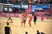 Deutsch: Beachhandball bei den Olympischen Jugendspielen 2018; Tag 5, 10. November 2018; Mädchen, Hauptrunde - Kroatien-Argentinien 1:2 English: Beach handball at the 2018 Summer Youth Olympics at 11 October 2018 – Girls Main Round – Croatia-Argentina 1:2