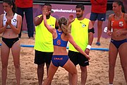 Deutsch: Beachhandball bei den Olympischen Jugendspielen 2018; Tag 5, 10. November 2018; Mädchen, Hauptrunde - Kroatien-Niederlande 1:2 English: Beach handball at the 2018 Summer Youth Olympics at 11 October 2018 – Girls Main Round – Croatia-Netherlands 1:2