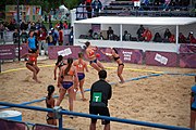 Deutsch: Beachhandball bei den Olympischen Jugendspielen 2018; Tag 5, 10. November 2018; Mädchen, Hauptrunde - Chinese Taipei (Taiwan)-Niederlande 1:2 English: Beach handball at the 2018 Summer Youth Olympics at 11 October 2018 – Girls Main Round – Chinese Taipei (Taiwan)-Netherlands 1:2