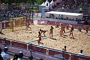 Deutsch: Beachhandball bei den Olympischen Jugendspielen 2018; Tag 4, 10. Oktober 2018; Mädchen, Vorrunde, Gruppe A - Ungarn-Chinese Taipei (Taiwan) 2:0 English: Beach handball at the 2018 Summer Youth Olympics at 10 October 2018 – Girls Preliminary Round Group A‎ – Hungary-Chinese Taipei 2:0