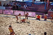 Deutsch: Beachhandball bei den Olympischen Jugendspielen 2018; Tag 3, 10. Oktober 2018; Mädchen, Vorrunde, Gruppe B - Niederlande-Argentinien 2:0 English: Beach handball at the 2018 Summer Youth Olympics at 10 October 2018 – Girls Preliminary Round Group B‎ – Netherlands-Argentina 2:0