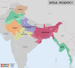 Карта із зображенням північних регіонів президентства в 1858 році, включаючи тубільні князівства Кашмір, агентство Раджпутана та Пенджаб