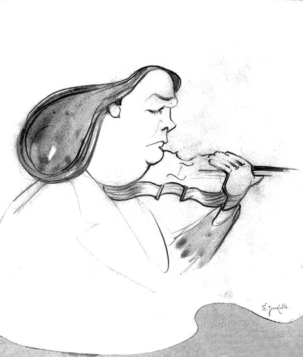 Ber Zalkind. "Cartoon of Violinist Eugène Ysaÿe" (1913)