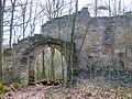 Englische Parkanlage mit Parkburgen und Denkmälern, jetzt Wald