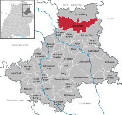 Elhelyezkedése Baden-Württemberg térképén