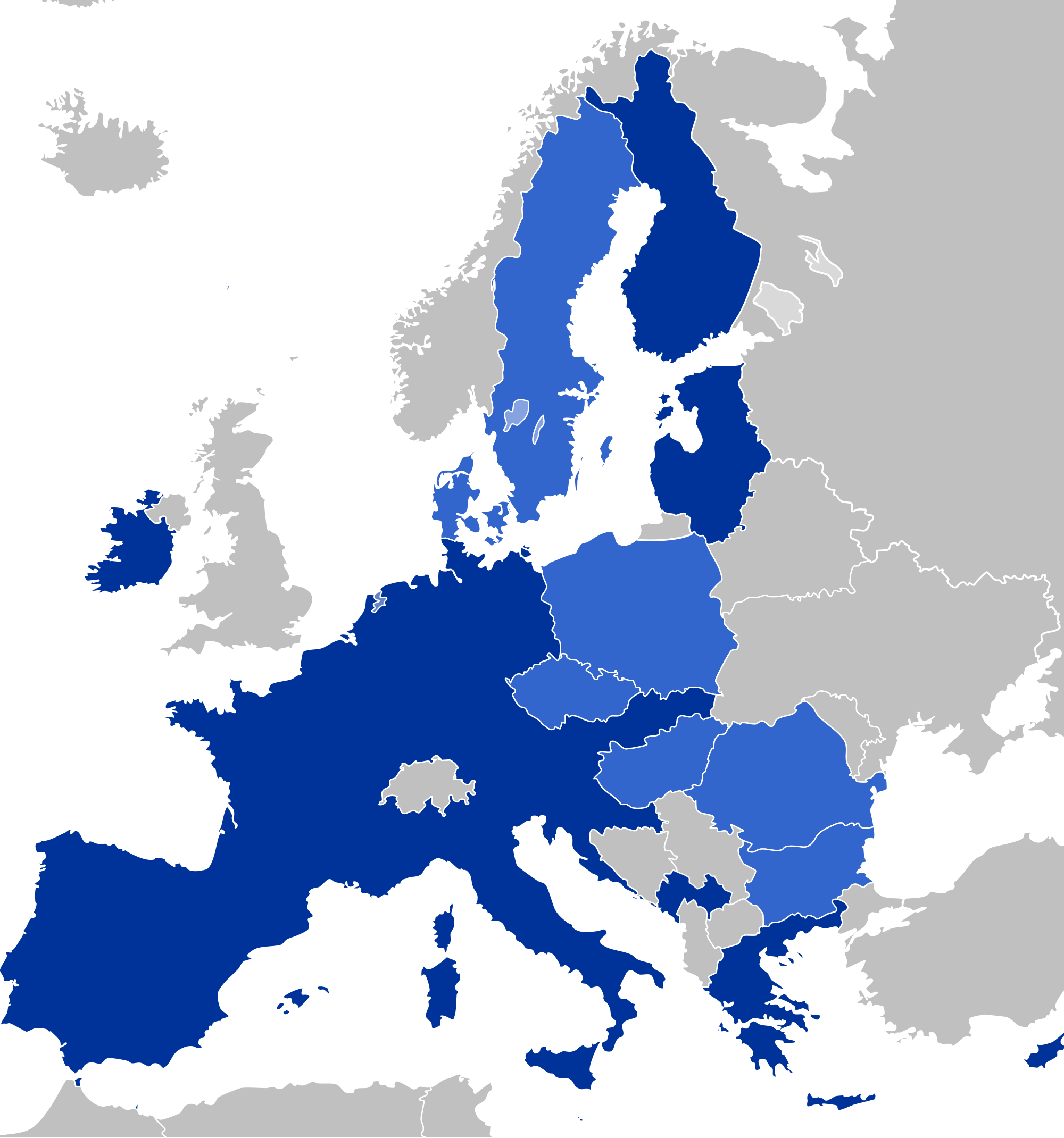 map of European Union eurozone