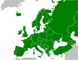 Kart over Europa, som omfatter hele Bologna -sonen