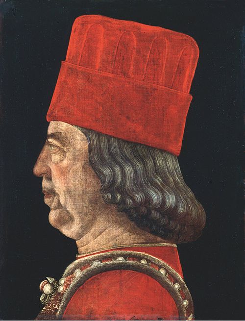 Borso d'Este, attributed to Vicino da Ferrara, Pinacoteca of the Sforza Castle in Milan, Italy.