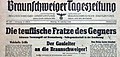 Braunschweiger Tageszeitung 1944. Zeitungskopf vereinfachte Textura (von 1931?), Text in Antiqua (seit 1941?)