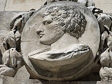 A headshot portrait relief depicting Caeso Sexto Calvino facing to the left