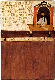 Biccherna-paneel met camarlengo Ranieri Pagliaresi, januari-juni 1270, tempera op paneel, 35,4 × 24,4 cm, Siena, Archivio di Stato di Siena (inv. nr. 4)
