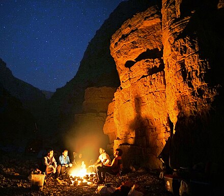 Campers at night in Jebel Jais.