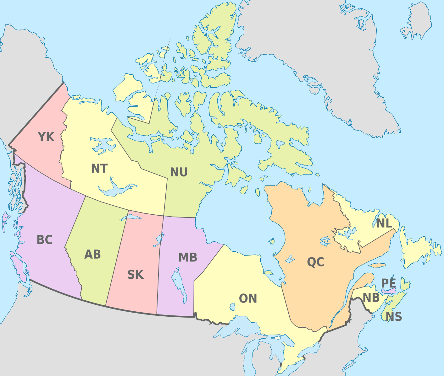 Карта канады с городами и провинциями